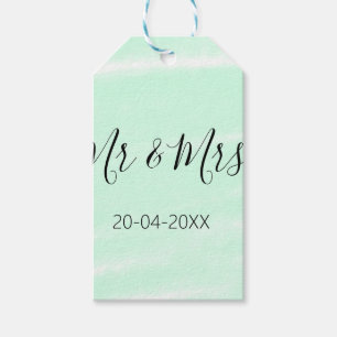 Mr & Mrs add family name date year wedding favor g Gift Tags