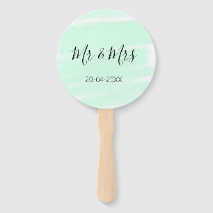 Mr & Mrs add family name date year wedding favor g Hand Fan