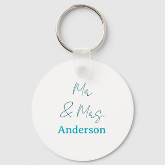 Mr & Mrs add family name date year wedding favor g Key Ring
