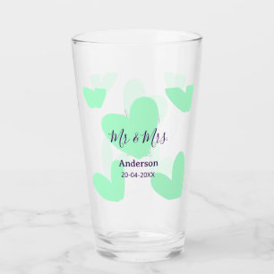 Mr & Mrs add family name date year wedding favor Glass