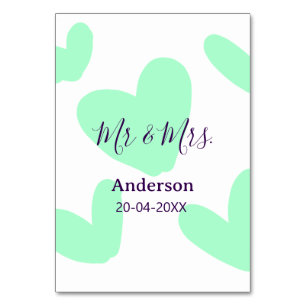 Mr & Mrs add family name date year wedding favor Table Number