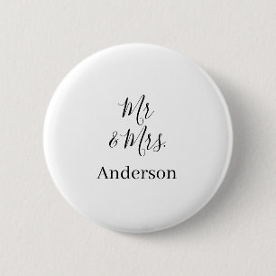 Mr & Mrs add family name date year wedding favour  6 Cm Round Badge