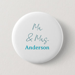 Mr & Mrs add family name date year wedding favour  6 Cm Round Badge