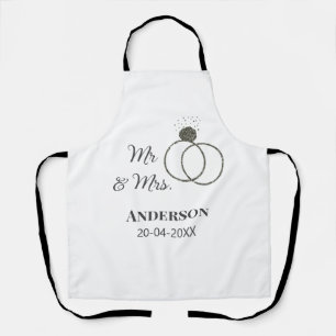 Mr & Mrs add family name date year wedding favour  Apron