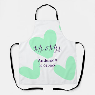 Mr & Mrs add family name date year wedding favour Apron