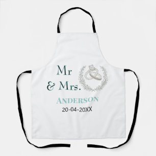 Mr & Mrs add family name date year wedding favour  Apron