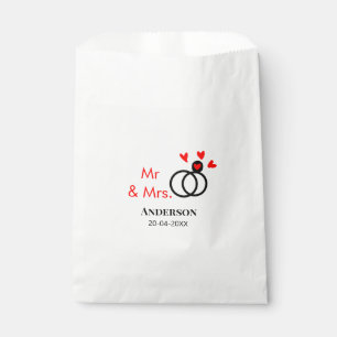 Mr & Mrs add family name date year wedding favour Bag