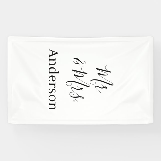 Mr & Mrs add family name date year wedding favour  Banner (Horizontal)
