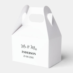 Mr & Mrs add family name date year wedding favour  Box