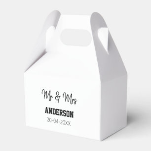 Mr & Mrs add family name date year wedding favour Box