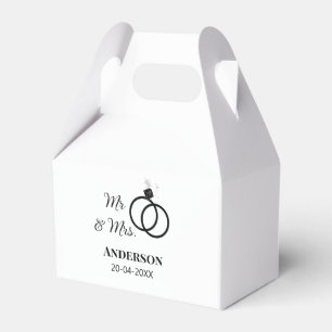Mr & Mrs add family name date year wedding favour Box