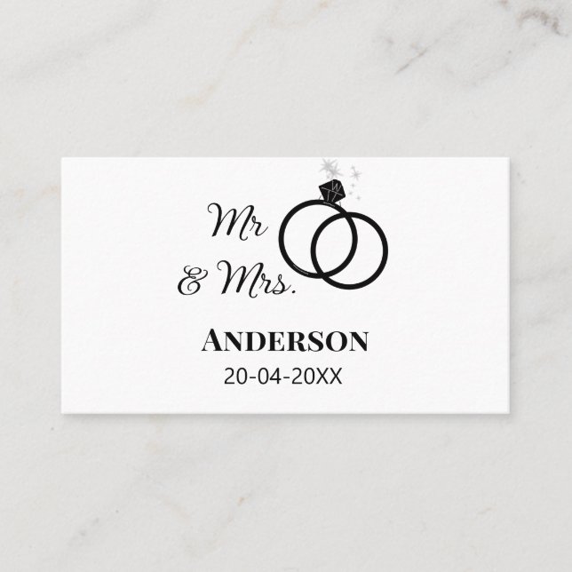 Mr & Mrs add family name date year wedding favour  Business Card (Front)