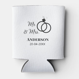 Mr & Mrs add family name date year wedding favour Can Cooler