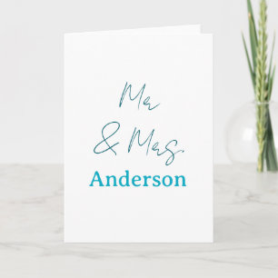 Mr & Mrs add family name date year wedding favour Card
