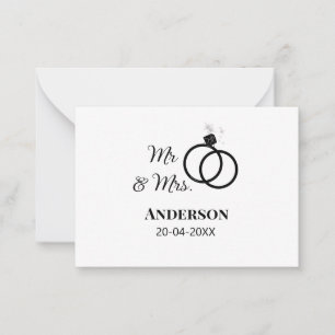 Mr & Mrs add family name date year wedding favour  Card