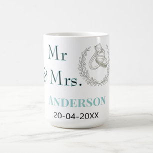 Mr & Mrs add family name date year wedding favour  Coffee Mug