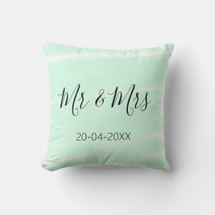 Mr & Mrs add family name date year wedding favour Cushion