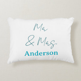 Mr & Mrs add family name date year wedding favour Decorative Cushion