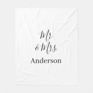 Mr & Mrs add family name date year wedding favour  Fleece Blanket