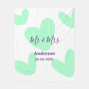 Mr & Mrs add family name date year wedding favour Fleece Blanket