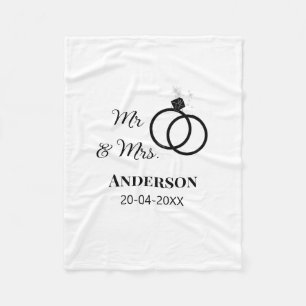 Mr & Mrs add family name date year wedding favour Fleece Blanket