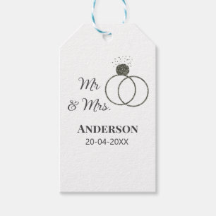 Mr & Mrs add family name date year wedding favour Gift Tags