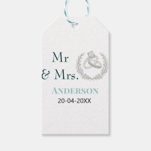 Mr & Mrs add family name date year wedding favour Gift Tags