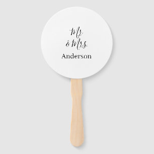 Mr & Mrs add family name date year wedding favour  Hand Fan