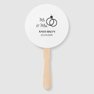 Mr & Mrs add family name date year wedding favour Hand Fan