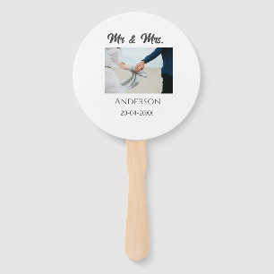 Mr & Mrs add family name date year wedding favour  Hand Fan