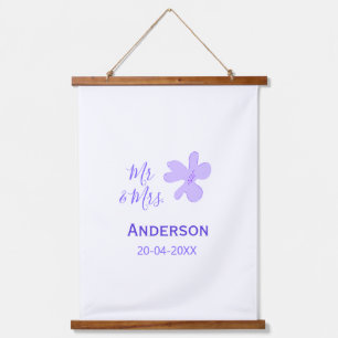 Mr & Mrs add family name date year wedding favour Hanging Tapestry