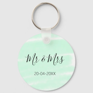 Mr & Mrs add family name date year wedding favour Key Ring