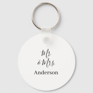 Mr & Mrs add family name date year wedding favour Key Ring