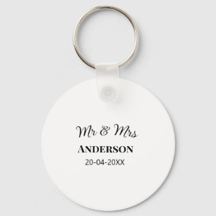 Mr & Mrs add family name date year wedding favour Key Ring