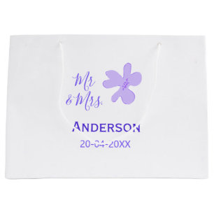 Mr & Mrs add family name date year wedding favour Large Gift Bag