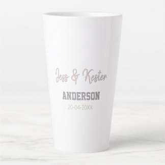 Mr & Mrs add family name date year wedding favour  Latte Mug