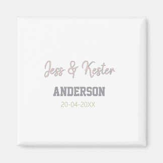 Mr & Mrs add family name date year wedding favour  Magnet