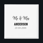 Mr & Mrs add family name date year wedding favour  Magnet<br><div class="desc">design</div>