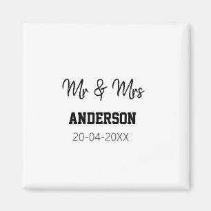 Mr & Mrs add family name date year wedding favour  Magnet