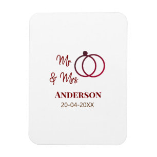 Mr & Mrs add family name date year wedding favour Magnet