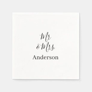 Mr & Mrs add family name date year wedding favour  Napkin