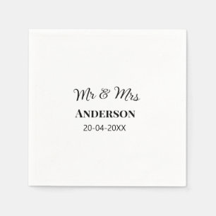 Mr & Mrs add family name date year wedding favour  Napkin