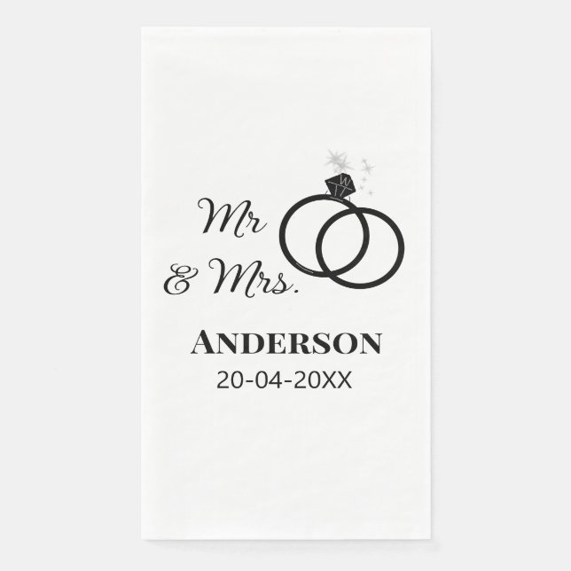Mr & Mrs add family name date year wedding favour  Napkin (Front)