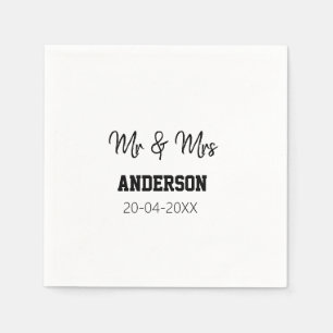 Mr & Mrs add family name date year wedding favour Napkin
