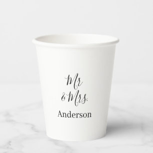 Mr & Mrs add family name date year wedding favour Paper Cups