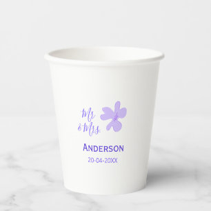 Mr & Mrs add family name date year wedding favour Paper Cups