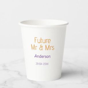 Mr & Mrs add family name date year wedding favour Paper Cups