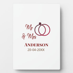 Mr & Mrs add family name date year wedding favour  Plaque