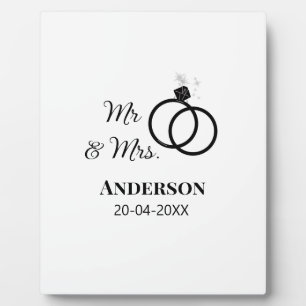Mr & Mrs add family name date year wedding favour  Plaque