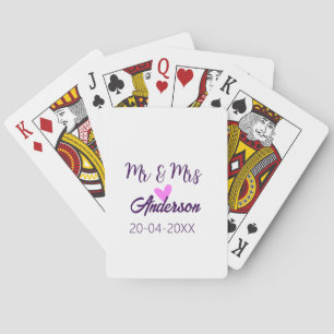 Mr & Mrs add family name date year wedding favour Playing Cards
